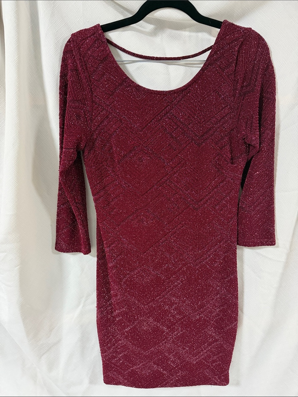 Trixxi Sparkle Wine Bodycon Long Sleeve Dress